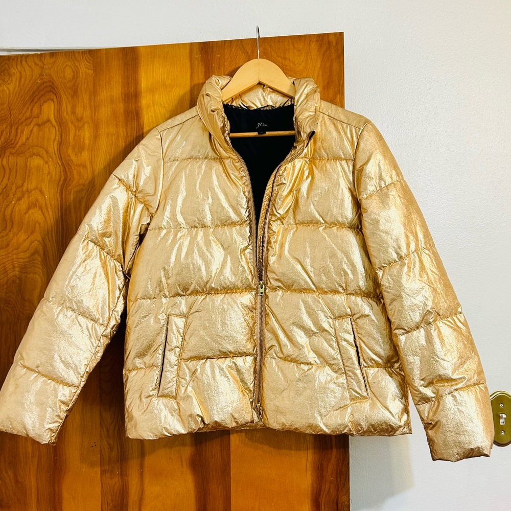Rose Gold J Crew Puffer Jacket